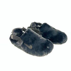 Nike Calm Mule Fuzzy Faux Fur Black Sandal Slide Womens Size 7 FZ3119-001